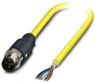 Sensor actuator cable, M12-cable plug, straight to open end, 5 pole, 10 m, PVC, yellow, 4 A, 1406136