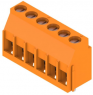 PCB terminal, 6 pole, pitch 5 mm, AWG 26-12, 20 A, clamping bracket, orange, 1001740000