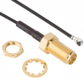 Coaxial Cable, SMA jack (straight) to AMC plug (angled), 50 Ω, 1.37 mm micro cable, grommet black, 50 mm, 336313-14-0050