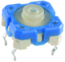 Short-stroke pushbutton, 1 Form A (N/O), 100 mA/35 V, unlit , actuator (white/blue, L 1.33 mm), 3.3 N, THT