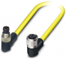 Sensor actuator cable, M8-cable plug, angled to M12-cable socket, angled, 3 pole, 1.5 m, PVC, yellow, 4 A, 1406288