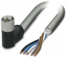 Sensor actuator cable, M12-cable socket, angled to open end, 5 pole, 1.5 m, PVC, gray, 16 A, 1414778