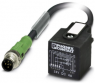 Sensor actuator cable, M12-cable plug, straight to valve connector DIN shape A, 5 pole, 0.6 m, PUR, black, 4 A, 1435043
