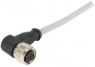 Sensor actuator cable, M12-cable plug, straight to M12-cable socket, angled, 4 pole, 10 m, PVC, gray, 21348487484100