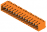 Pin header, 15 pole, pitch 3.5 mm, angled, orange, 1605200000