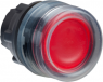 Pushbutton, illuminable, groping, waistband round, red, front ring black, mounting Ø 22 mm, ZB5AW543