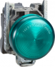 Signal light, illuminable, waistband round, green, front ring silver, mounting Ø 22 mm, XB4BVBG3EX