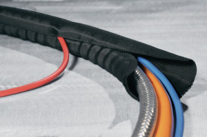 Self-closing protective hose, inside Ø 25 mm, outside Ø 29 mm, polyethylene terephthalate, black