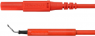Measuring lead with (spring clamp, straight) to (4 mm plug, spring-loaded, straight), 500 mm, red, PVC, 1.0 mm², CAT II