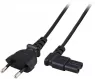 Device connection line, Europe, CEE 7/16, straight on C7 jack, angled, black, 2 m