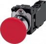 Mushroom pushbutton, unlit, latching, 1 Form A (N/O) + 1 Form B (N/C), waistband round, red, front ring silver, mounting Ø 22.3 mm, 3SU1150-1BA20-1FA0