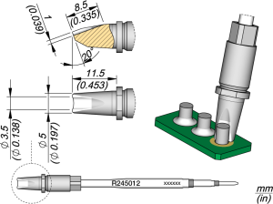 Soldering tip, Special form, Ø 3.5 mm, (T x W) 1 x 11.5 mm, R245012