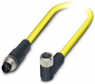 Sensor actuator cable, M8-cable plug, straight to M8-cable socket, angled, 3 pole, 0.5 m, PVC, yellow, 4 A, 1406274