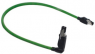 Patch cable, RJ45 plug, straight to RJ45 plug, angled, Cat 5, PUR, 4 m, green