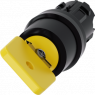 Key switch O.M.R, unlit, latching, waistband round, yellow, 90°, trigger position 0 + 1, mounting Ø 22.3 mm, 3SU1000-4JF11-0AA0