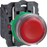 Pushbutton, illuminable, groping, 1 Form A (N/O) + 1 Form B (N/C), waistband round, red, front ring black, mounting Ø 22 mm, XB5AW3445