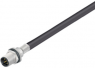 Sensor actuator cable, M12-flange plug, straight to open end, 5 pole, 0.5 m, PUR, black, 4 A, 1341230050