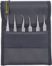 SMD tweezers kit (6 tweezers), uninsulated, antimagnetic, stainless steel, 130 mm, 5-070-UF
