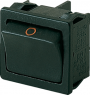 Rocker switch, black, 2 pole, (On)-Off, pushbutton (Form A (N/O)), 4 (2) A/250 VAC, IP40, unlit, printed