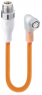 Sensor actuator cable, M12-cable plug, straight to M8-cable socket, angled, 3 pole, 0.6 m, TPE, orange, 4 A, 934753007