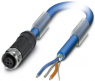 Sensor actuator cable, M12-cable socket, straight to open end, 3 pole, 2 m, PVC, blue, 4 A, 1419082
