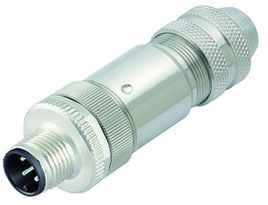 Plug, M12, 4 pole, screw connection, screw locking, straight, 99 1429 814 04