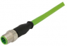 Sensor actuator cable, M12-cable plug, straight to M12-cable socket, straight, 4 pole, 10 m, PVC, green, 21349293405100