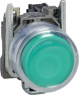 Pushbutton, illuminable, groping, 1 Form A (N/O), waistband round, green, front ring silver, mounting Ø 22 mm, XB4BP383B5EX