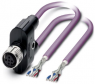 Sensor actuator cable, M12-cable socket, straight to open end, 5 pole, 5 m, PUR, purple, 4 A, 1436136
