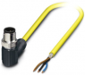 Sensor actuator cable, M12-cable plug, angled to open end, 3 pole, 10 m, PVC, yellow, 4 A, 1406262