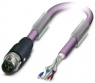 Sensor actuator cable, M12-cable plug, straight to open end, 5 pole, 10 m, PUR, purple, 4 A, 1518193