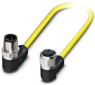 Sensor actuator cable, M12-cable plug, angled to M12-cable socket, angled, 4 pole, 1.5 m, PVC, yellow, 4 A, 1406233
