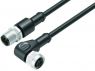 Sensor actuator cable, M12-cable plug, straight to M12-cable socket, angled, 4 pole, 1 m, PUR, black, 4 A, 77 3434 3429 50004-0100