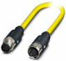 Sensor actuator cable, M12-cable plug, straight to M12-cable socket, straight, 8 pole, 0.5 m, PVC, yellow, 2 A, 1406068
