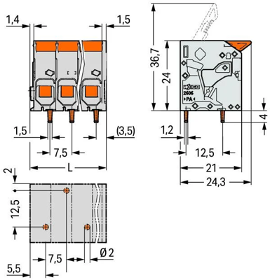 2606-1104/010-000 WAGO PCB Terminal Blocks Image 2