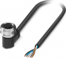 Sensor actuator cable, M12-cable socket, angled to open end, 5 pole, 1.5 m, PUR, black gray, 4 A, 1395830