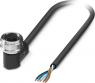 Sensor actuator cable, M12-cable socket, angled to open end, 5 pole, 10 m, PUR, black gray, 4 A, 1395835