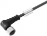 Sensor actuator cable, M12-cable socket, angled to open end, 4 pole, 3 m, PUR, black, 4 A, 9457740300