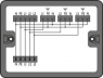 Distribution box, 3-phase to 1-phase current 400V, 230V, 1 input, 4 outputs, Cod. A, MIDI, black