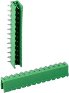 Pin header, 13 pole, pitch 5.08 mm, angled, green, B6605222