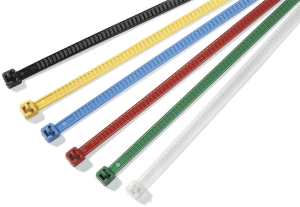 Cable tie outside serrated, releasable, polyamide, (L x W) 196 x 4.8 mm, bundle-Ø 2 to 50 mm, yellow, -40 to 85 °C