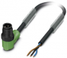 Sensor actuator cable, M12-cable plug, angled to open end, 3 pole, 3 m, PUR, black, 4 A, 1442560