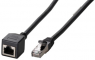 Extension cable, RJ45 plug, straight to RJ45 socket, straight, Cat 6A, S/FTP, LSZH, 1 m, black