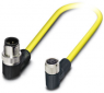 Sensor actuator cable, M12-cable plug, angled to M8-cable socket, angled, 4 pole, 0.5 m, PVC, yellow, 4 A, 1406230