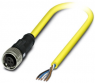 Sensor actuator cable, M12-cable socket, straight to open end, 5 pole, 10 m, PVC, yellow, 4 A, 1406167