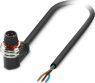 Sensor actuator cable, M12-cable plug, angled to open end, 3 pole, 1.5 m, PUR, black gray, 4 A, 1385626
