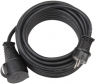 Extension line, Europe, plug type E + F, straight on jack type F, straight, H07RN-F3G2.5mm², black, 10 m