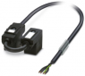 Sensor actuator cable, valve connector DIN shape B to open end, 4 pole, 3 m, PUR/PVC, black, 4 A, 1458392
