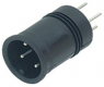 Panel plug, M12, 4 pole, THT, screw locking, straight, 09 0431 216 04