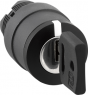 Key switch, unlit, groping, waistband round, front ring black, 3 x 45°, mounting Ø 22 mm, ZB5AG1